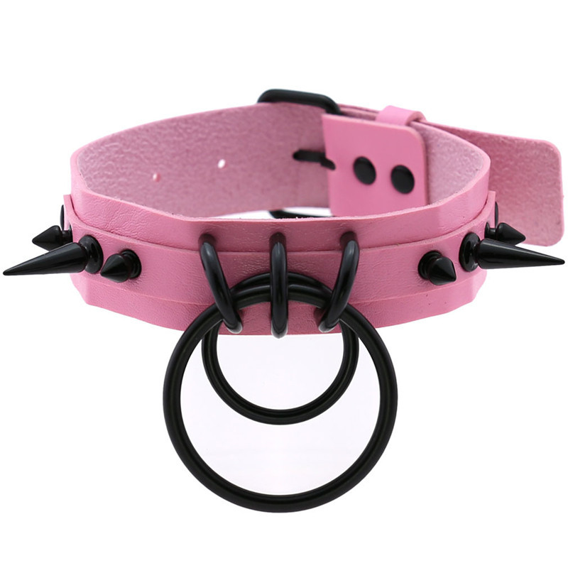 Goth Punk Spike Choker - 2021 Różowy Gothic Punk Spike Rivet