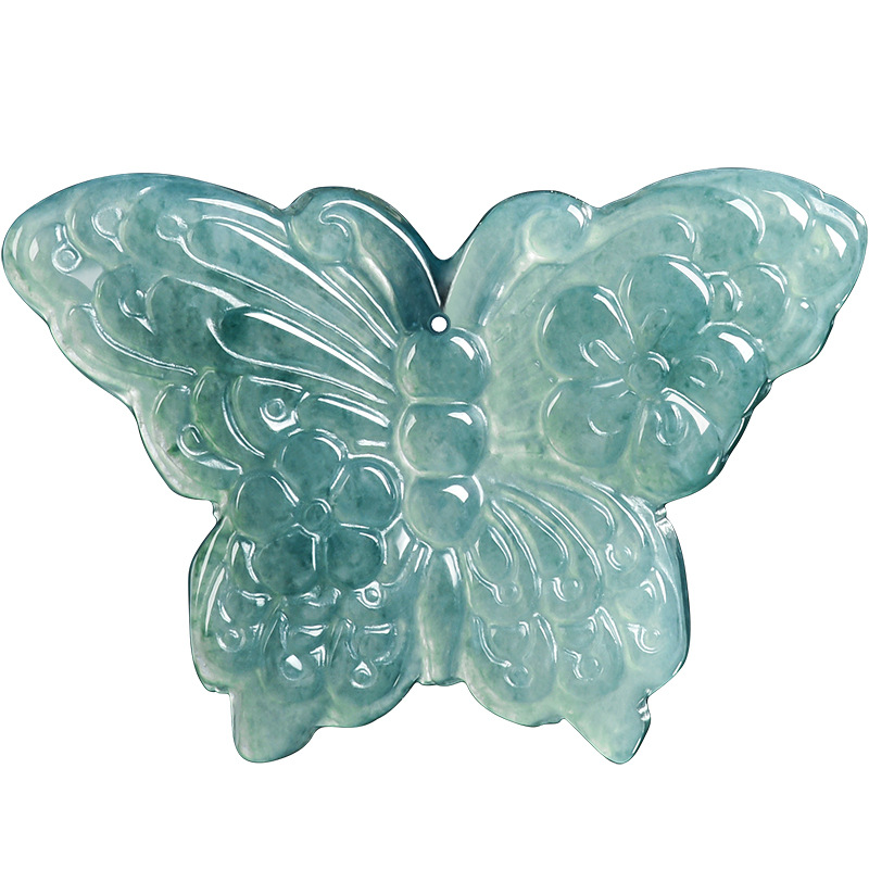 Necklaces - Naturalny Birmanski Jadeitowy Wisiorek Motyl Luksusowe