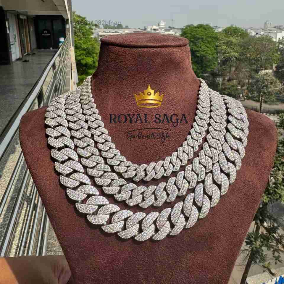 Cuban Link Chain 12Mm - Niestandardowy łańcuch kubański z moissanitem 12mm/15mm/18mm