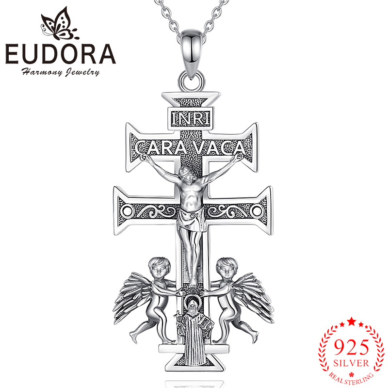 925 Sterling Silver Chain Necklace Men - Eudora 925 srebro Caravaca krzyż jezus