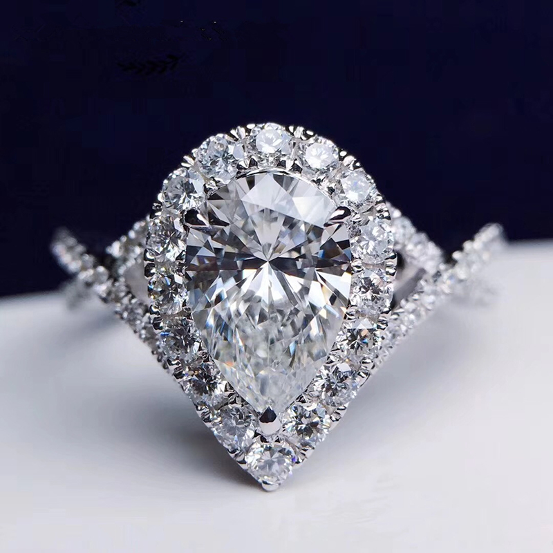 Moissanite Engagement Ring 1 Carat - Pierścionek damski z moissanitem w kształcie