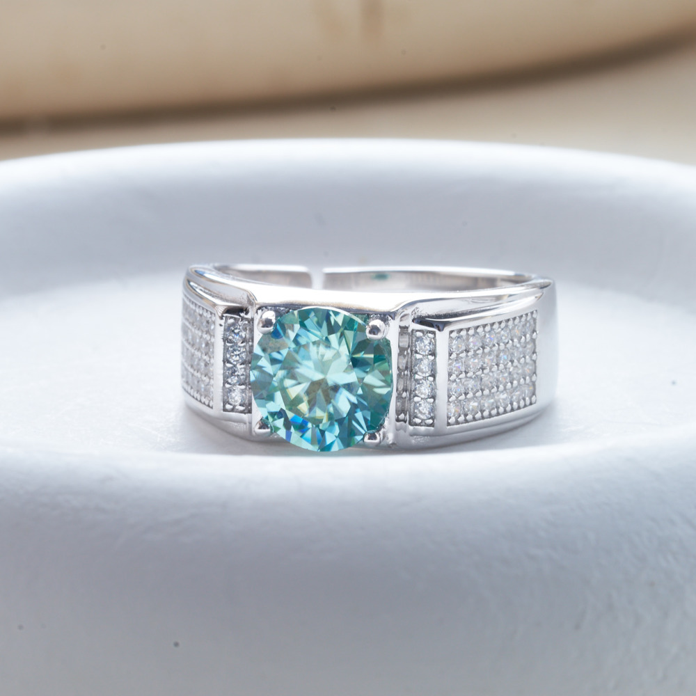 Moissanite Engagement Ring 1 Carat - 1 karatowy naturalny niebieski kolor moissanite