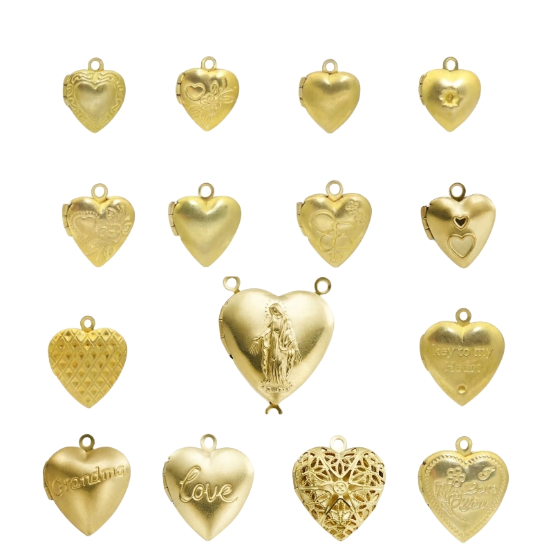 Heart Locket Necklace Photo - BoYuTe (50 sztuk/partia) Metalowe mosiężne zawieszki