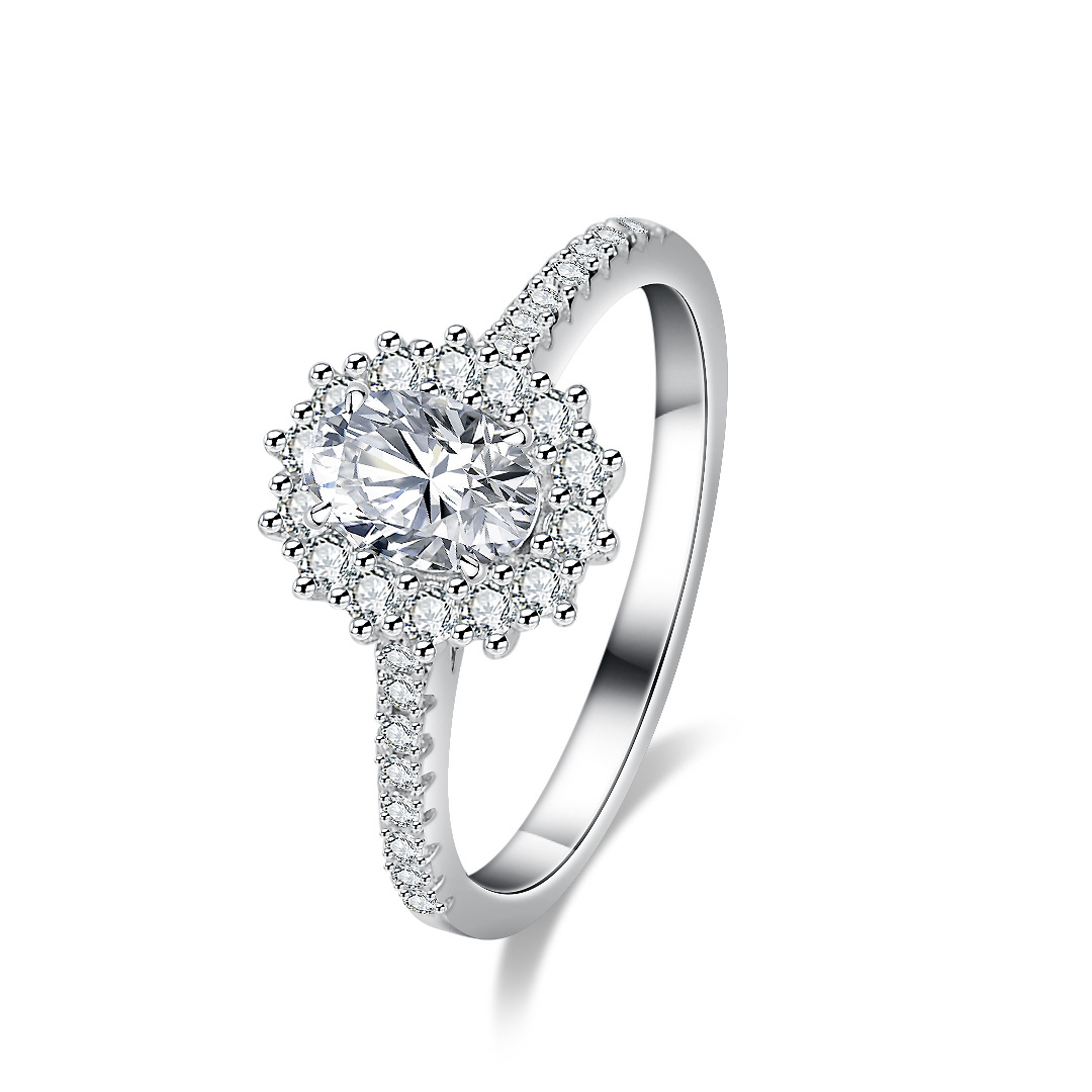 Moissanite Engagement Ring 1 Carat - Pierścionek z moissanitem dla kobiet, pozłacany