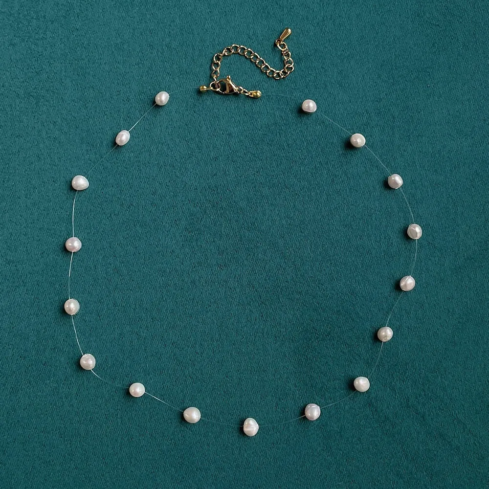 Pearl Choker Necklace Vintage - Naszyjnik z naturalnych pereł słodkowodnych dla