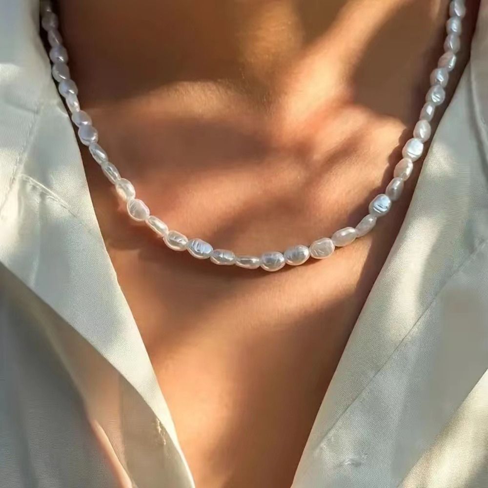 Pearl Choker Necklace Vintage - Prosty naszyjnik choker z imitacji pereł,