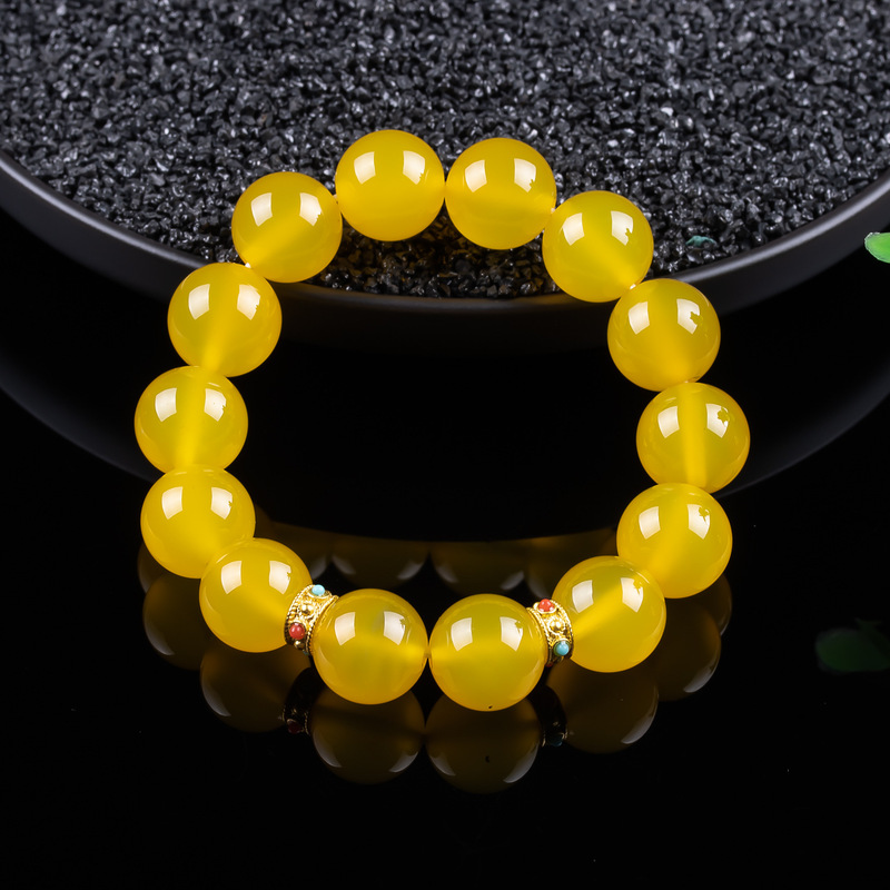 Bracelets - Jadeit w odcieniach bursztynowego żółci, prosty