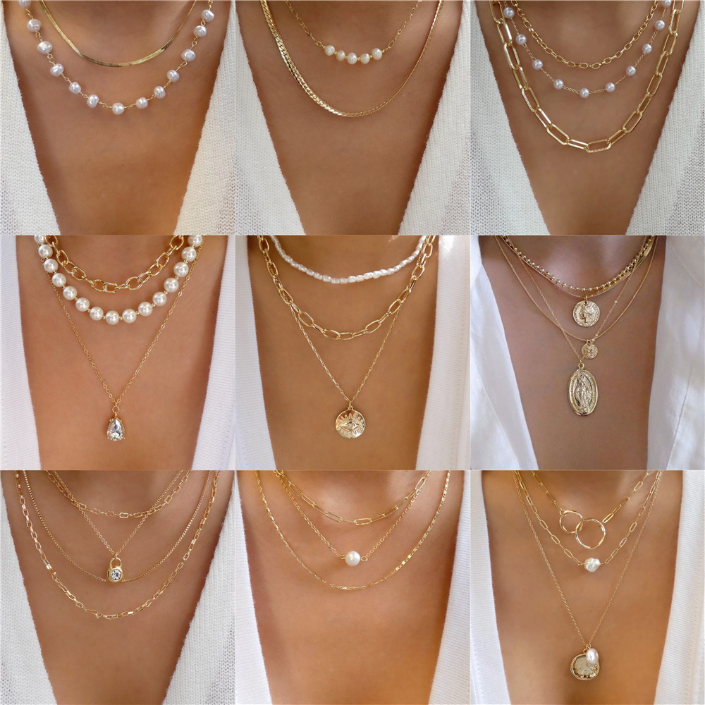 Modne pozłacane geometryczne k – Pearl Choker Necklace Vintage recenzja i cena