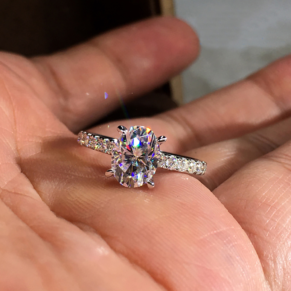 Pierścionek damski z białego z – Moissanite Engagement Ring 1 Carat recenzja i cena